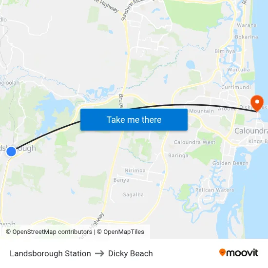 Landsborough Station to Dicky Beach map