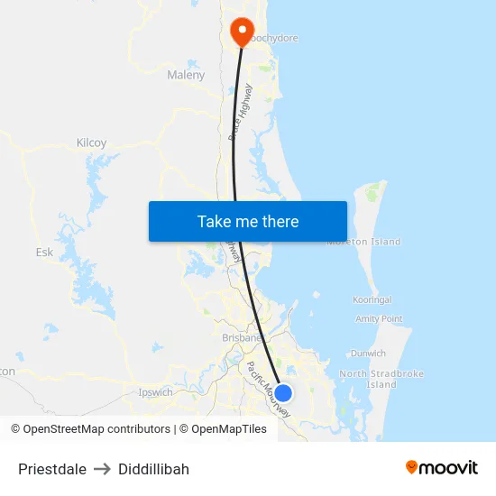 Priestdale to Diddillibah map