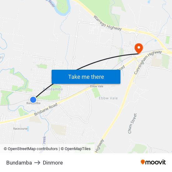 Bundamba to Dinmore map