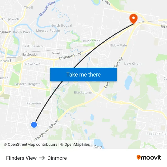 Flinders View to Dinmore map