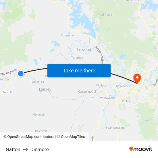 Gatton to Dinmore map