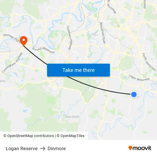 Logan Reserve to Dinmore map