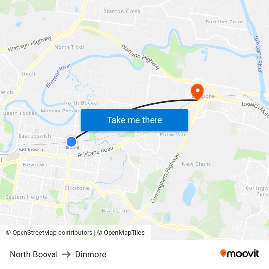 North Booval to Dinmore map