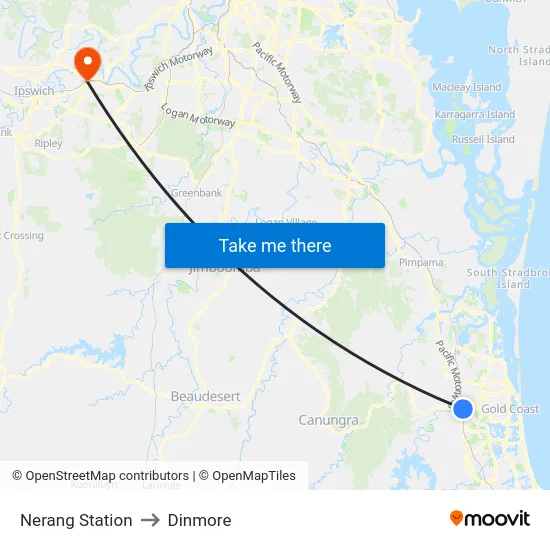 Nerang Station to Dinmore map