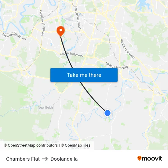 Chambers Flat to Doolandella map