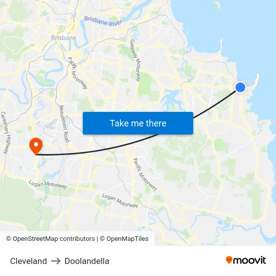 Cleveland to Doolandella map