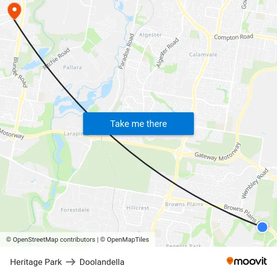 Heritage Park to Doolandella map