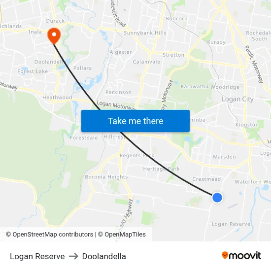 Logan Reserve to Doolandella map