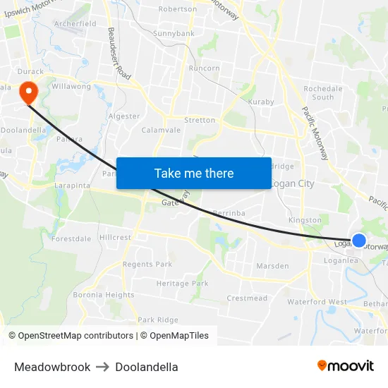 Meadowbrook to Doolandella map