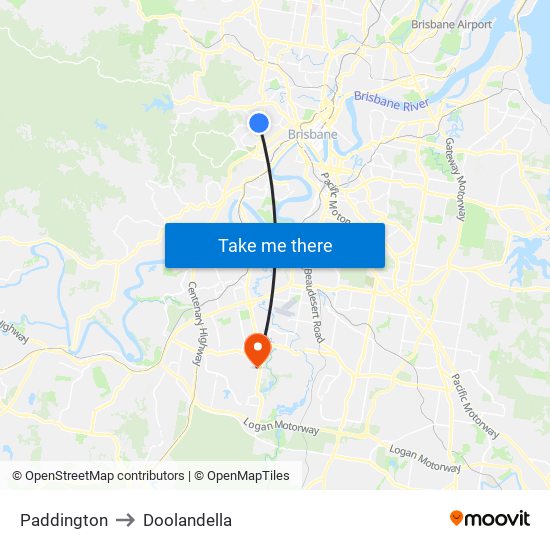 Paddington to Doolandella map