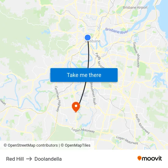 Red Hill to Doolandella map