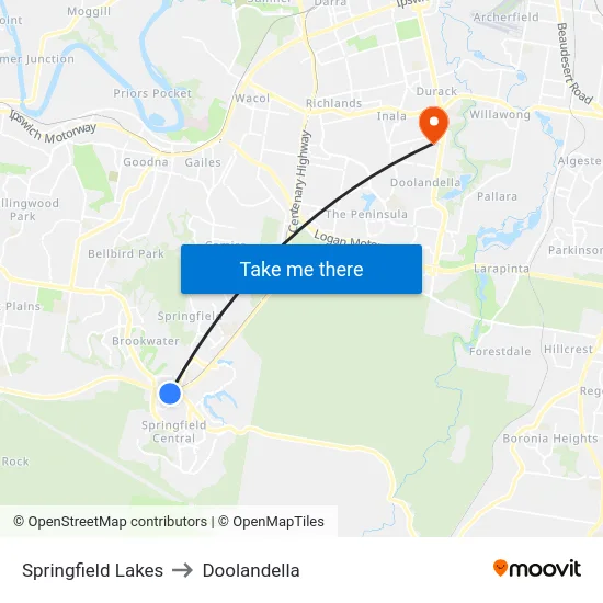 Springfield Lakes to Doolandella map