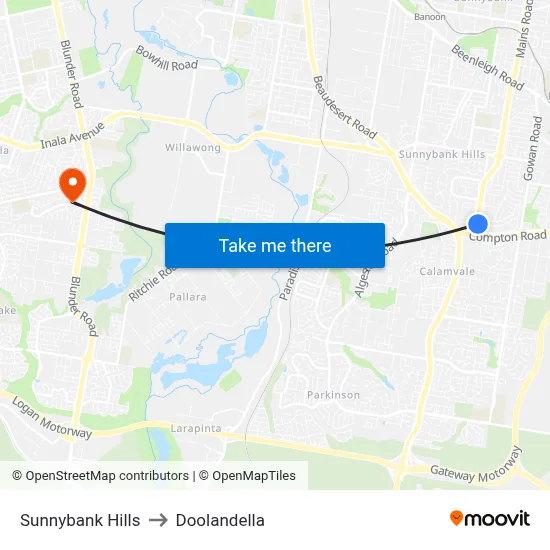 Sunnybank Hills to Doolandella map