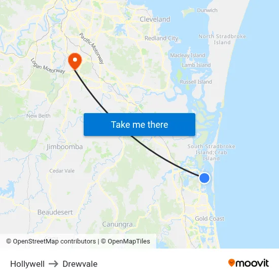 Hollywell to Drewvale map