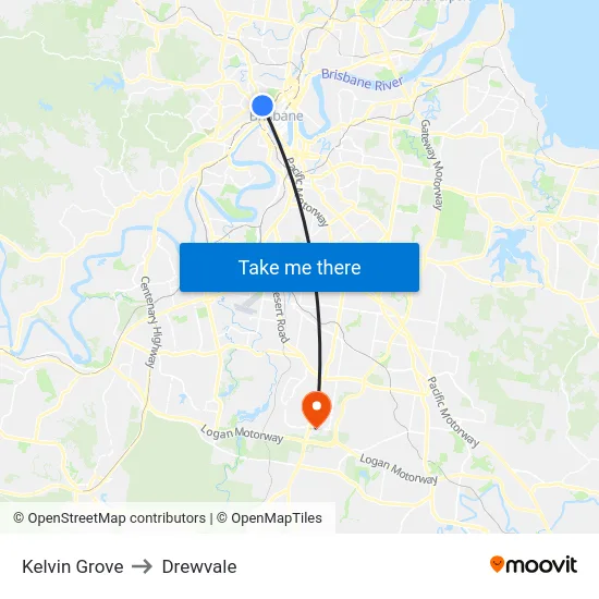 Kelvin Grove to Drewvale map