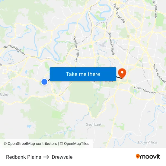 Redbank Plains to Drewvale map