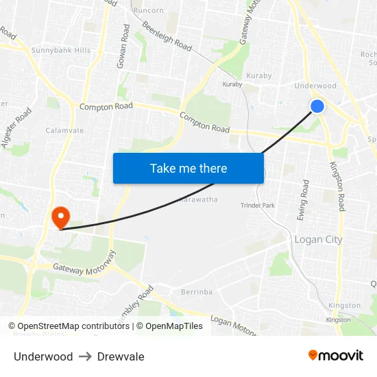 Underwood to Drewvale map