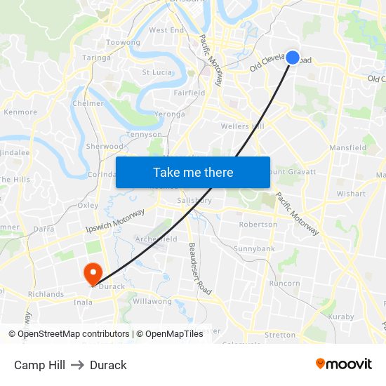 Camp Hill to Durack map