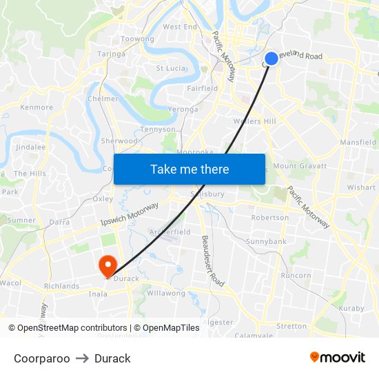 Coorparoo to Durack map