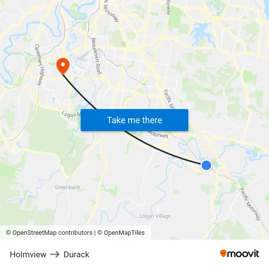 Holmview to Durack map