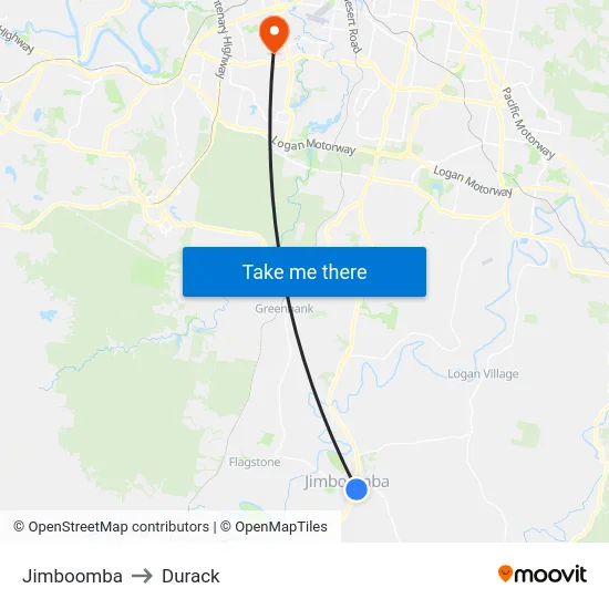 Jimboomba to Durack map
