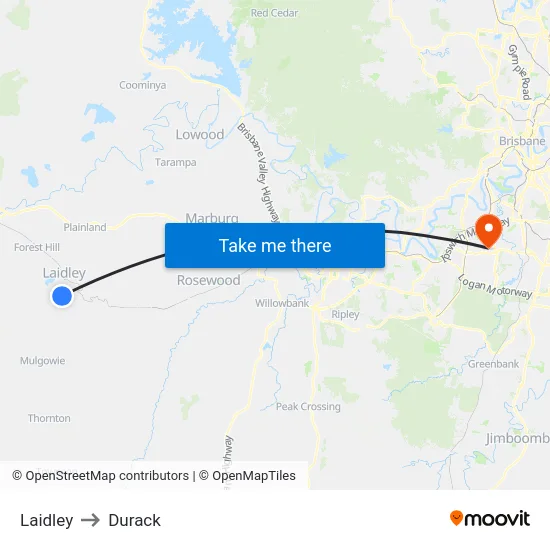 Laidley to Durack map