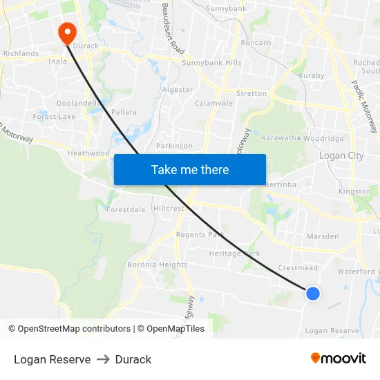 Logan Reserve to Durack map