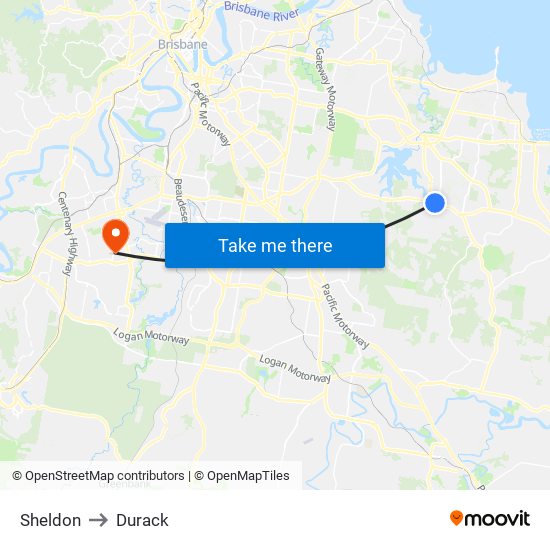 Sheldon to Durack map