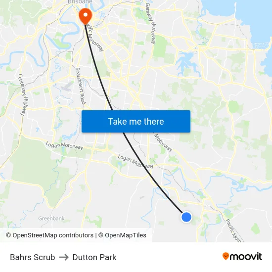 Bahrs Scrub to Dutton Park map