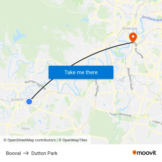 Booval to Dutton Park map