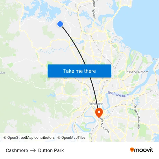 Cashmere to Dutton Park map