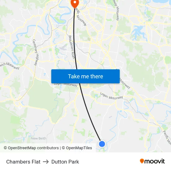 Chambers Flat to Dutton Park map
