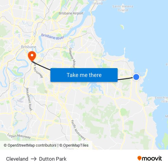 Cleveland to Dutton Park map
