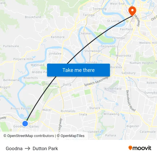 Goodna to Dutton Park map