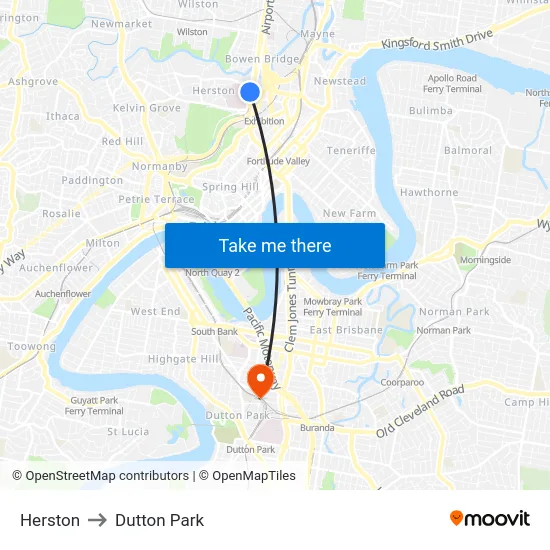 Herston to Dutton Park map