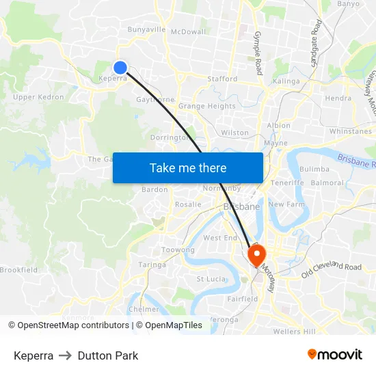 Keperra to Dutton Park map