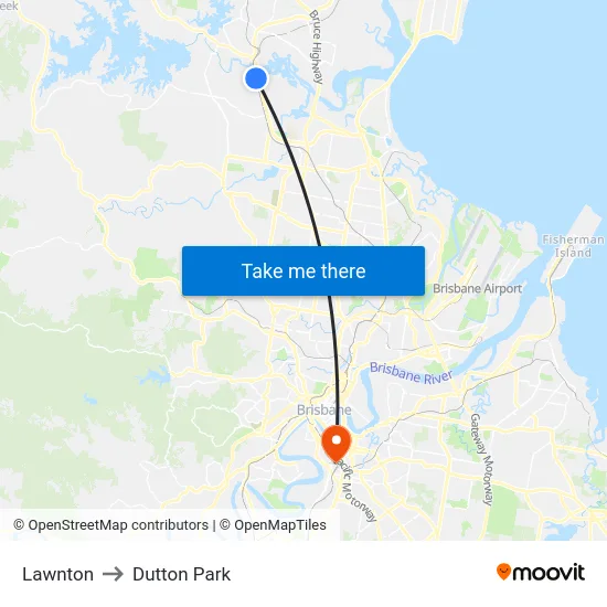 Lawnton to Dutton Park map