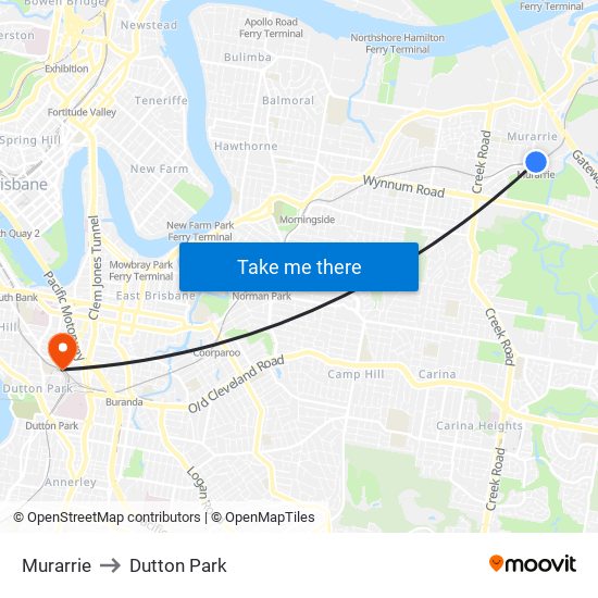 Murarrie to Dutton Park map