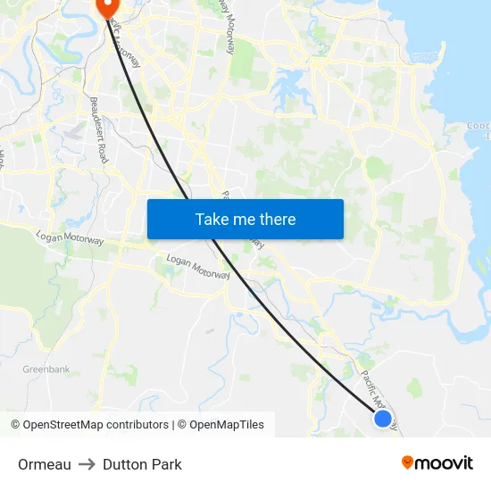 Ormeau to Dutton Park map