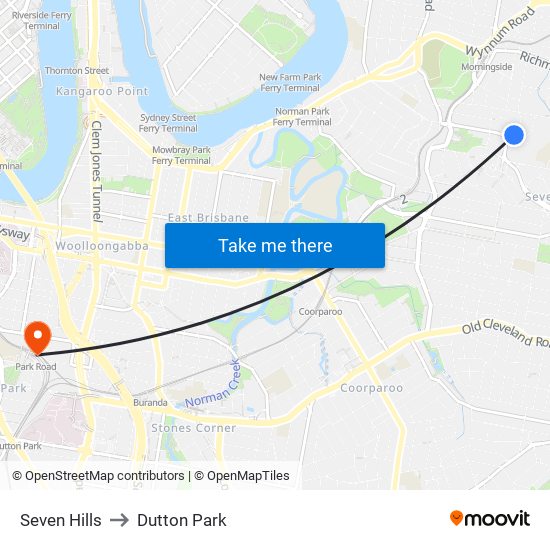 Seven Hills to Dutton Park map