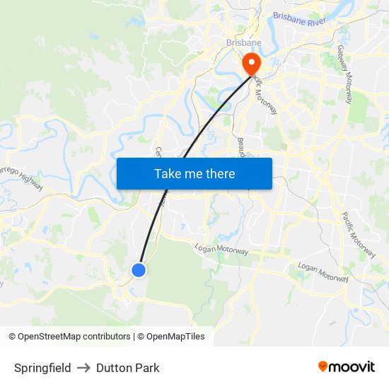 Springfield to Dutton Park map