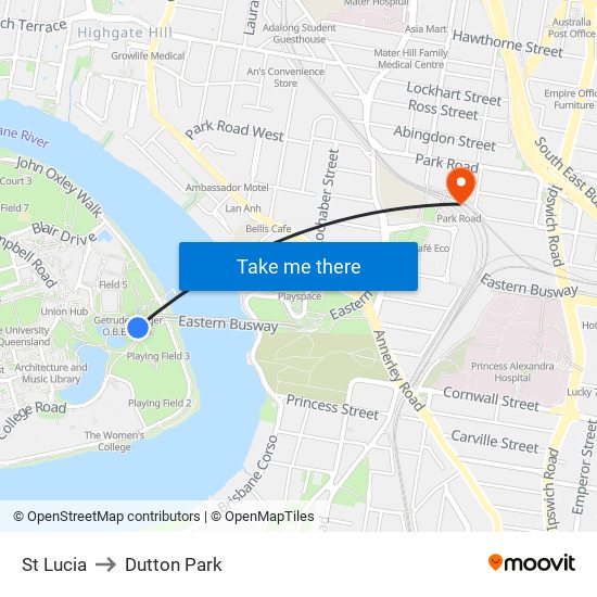 St Lucia to Dutton Park map