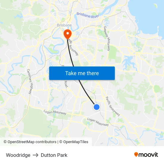 Woodridge to Dutton Park map