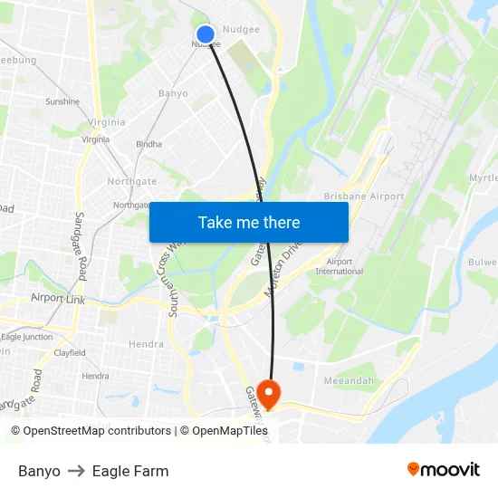 Banyo to Eagle Farm map