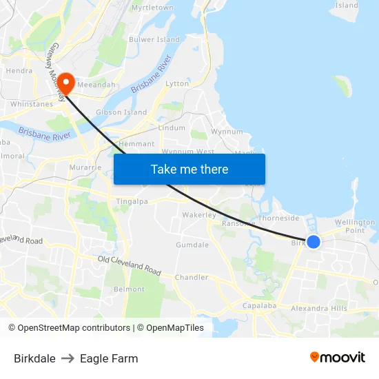 Birkdale to Eagle Farm map