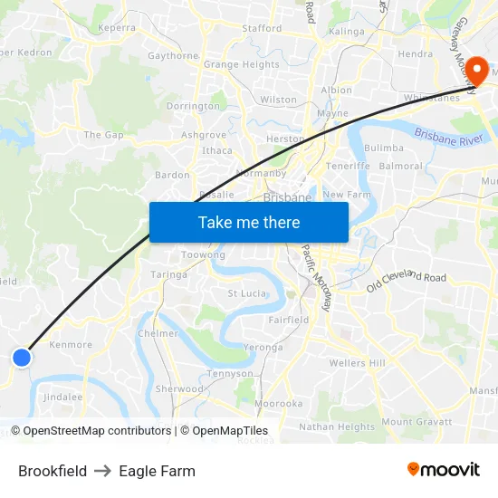Brookfield to Eagle Farm map