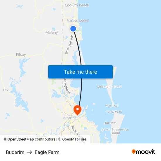 Buderim to Eagle Farm map