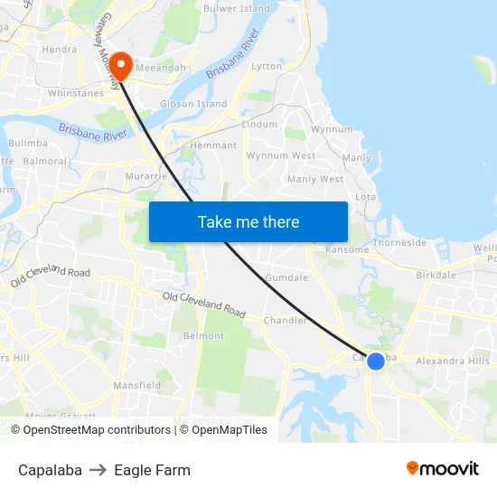 Capalaba to Eagle Farm map