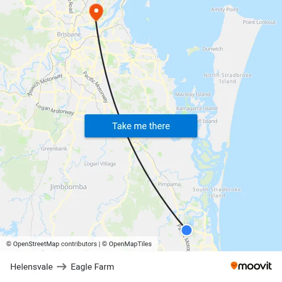 Helensvale to Eagle Farm map