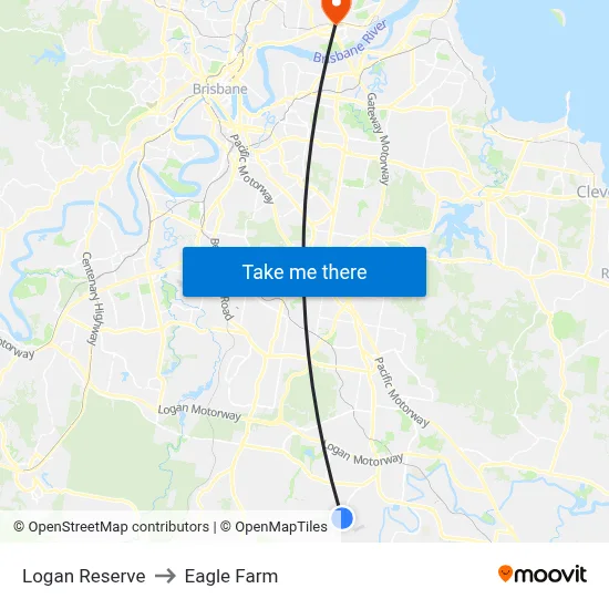 Logan Reserve to Eagle Farm map